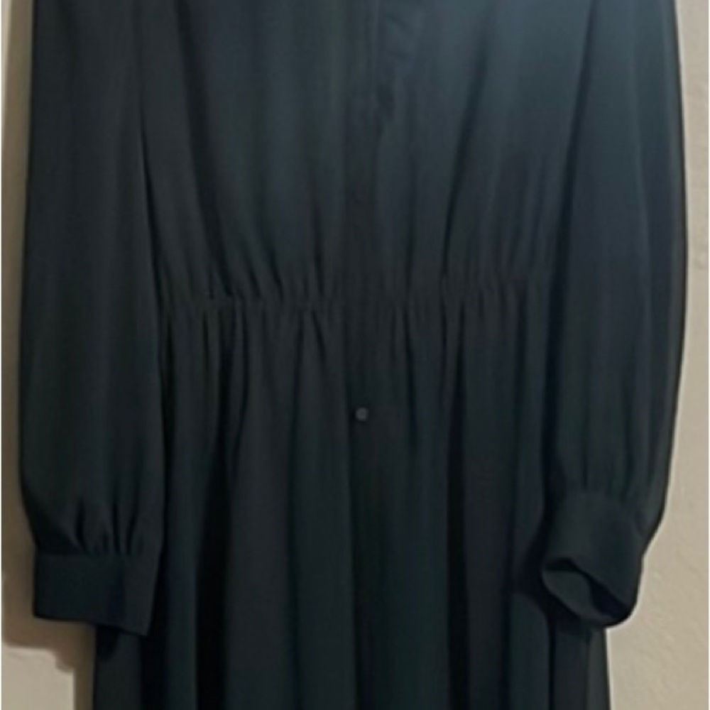 Banana Republic Green Long Sleeve Dress with Gathered Waist